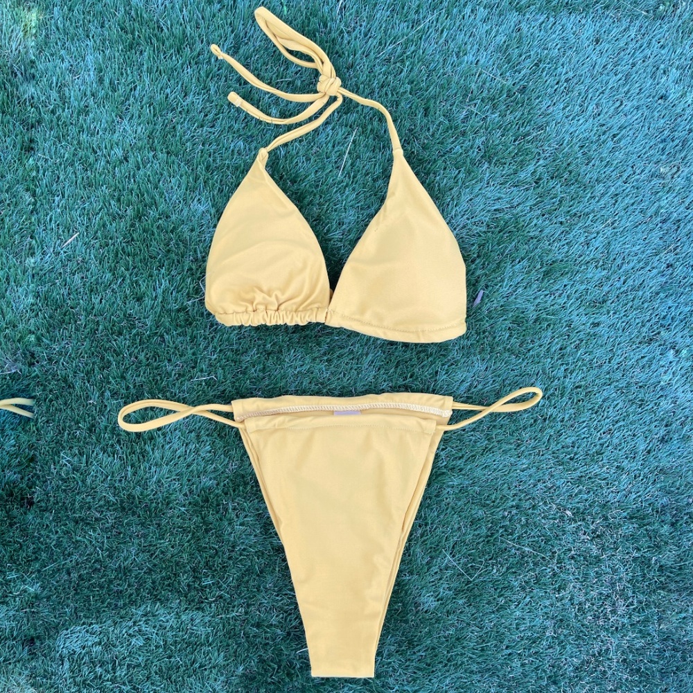 Matte Swim Bikini Yellow Stylish Large